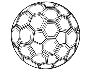 Naklejka premium Classic Soccer Ball with Hexagonal Pattern, Simple Sports-Themed Coloring Page, Black and White Outline on a White Background