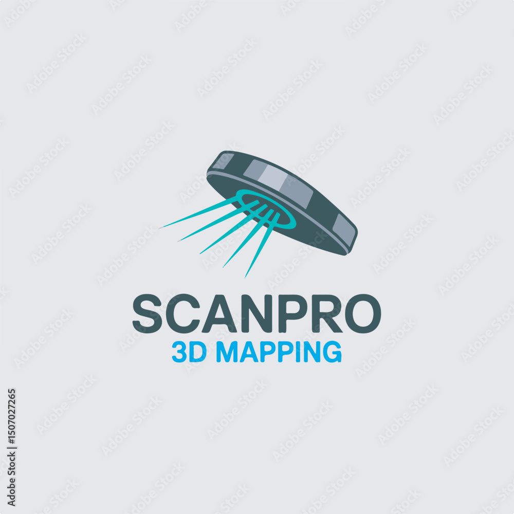 Poster professional scanpro 3d mapping logo design depicting technological advancement in surveying and dat