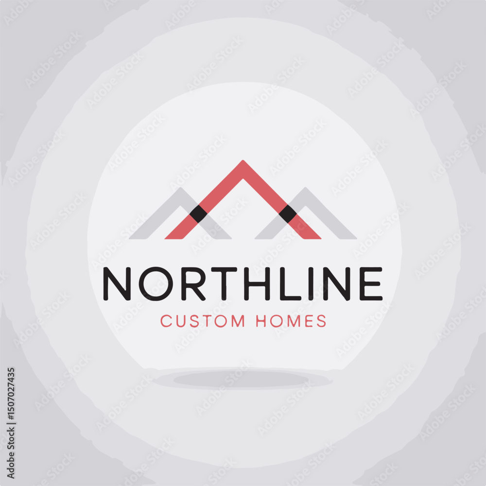 Poster professional logo for northline custom homes displaying a minimalist design with mountain peaks and 