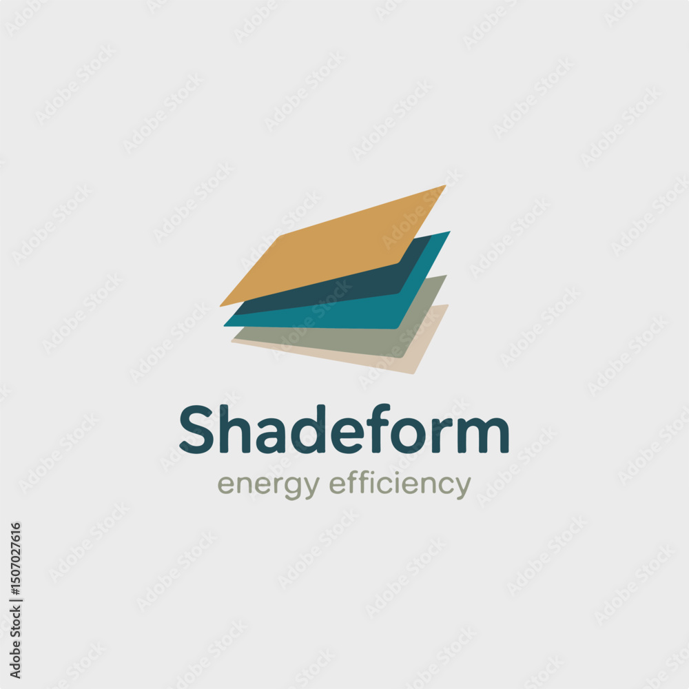 Poster modern shadeform logo depicting energy efficiency concept featuring overlapping geometric shapes and