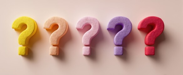 The colorful question marks symbolizing curiosity and inquiry in a playful design.