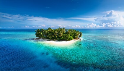 beautiful uninhabited tropical island surrounded by vibrant turquoise water