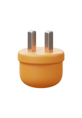 3d Rendering Yellow Power Plug Adapter for Electrical Connection