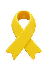 3d Rendering Yellow Ribbon Symbolizing Awareness on Transparent Background