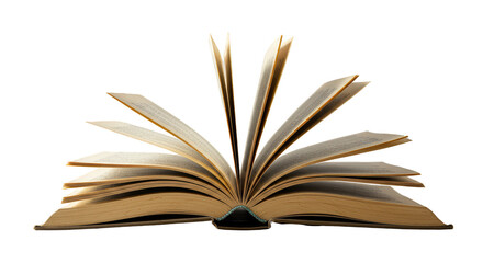 Isolated Photo of Antique Open Book with Pages and Transparent Background