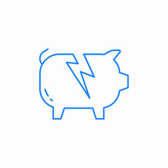 piggy bank broken icon sign vector