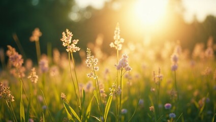 Fototapeta premium sunset in the grass