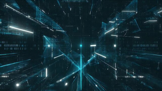 Abstract digital network with lines and code