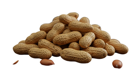 Isolated Pile Of Peanuts On Transparent Background With Organic Nuts