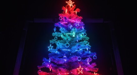 Illuminated Christmas Tree with Colorful Lights