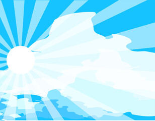 Abstract sunny sky in gradient. Midday sun in cold tones.
