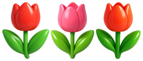 PNG Colorful tulip flower icons, element set on transparent background