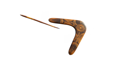 Isolated PNG Boomerang And Throwing Stick On Transparent Background