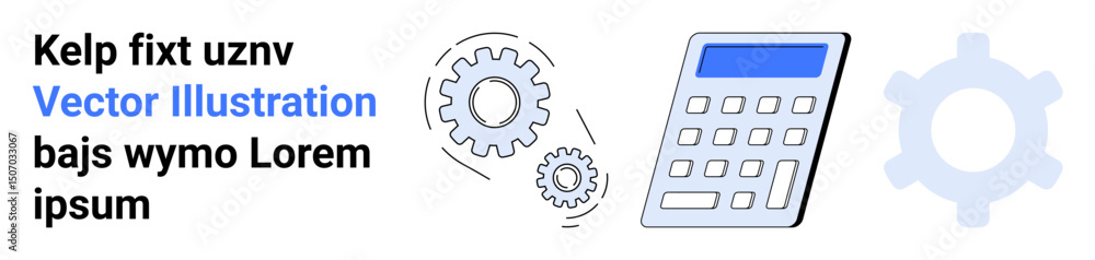 Poster calculator and gears showcasing technology, problem-solving, and workflow efficiency concepts. ideal