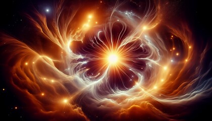 It's a mesmerizing cosmic explosion, full of swirling colors and radiant light.
