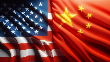 This is a symbolic representation of the relationship between the United States and China, featuring the flags of both countries.
