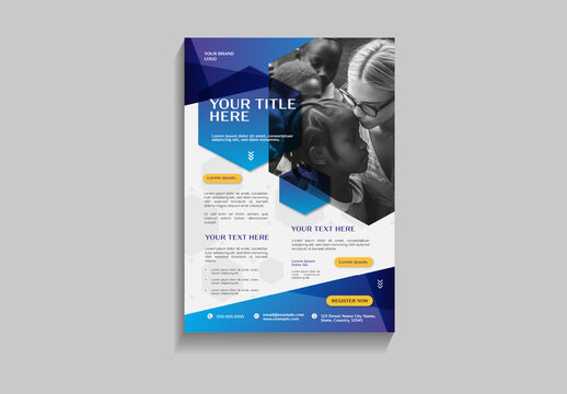Purple And Yellow nonprofit donation support awareness flyer template