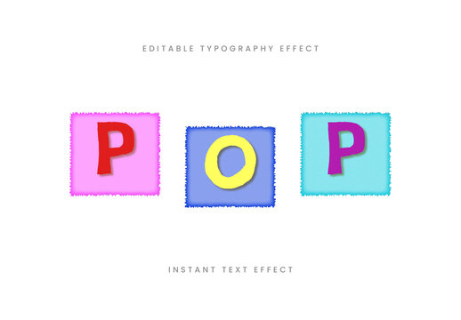 Pink and Blue Pop Font Colorful Square Patch Text Effect