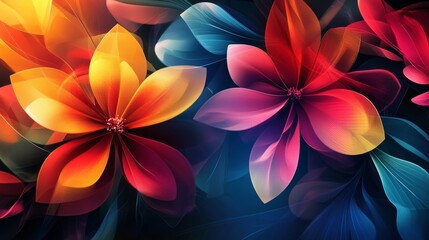 9.A vibrant floral-themed abstract backdrop with bold flowers and flowing leaves, designed for a modern poster or cover template, exuding freshness and creativity with its contemporary shapes.