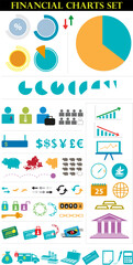 Fototapeta premium Set of Financial Institutions or Varied Business Infographics Elements. Editable Cli