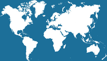 World map. Blue modern vector map. Silhouette map