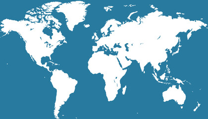 World map. Blue modern vector map. Silhouette map
