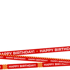 Happy Birthday Red Banner Tape Vector. Multiple Diagonal Ribbons with Text Isolated on Transparent Background