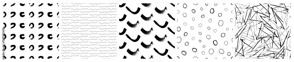 Aufkleber set of seamless patterns with scribble smears