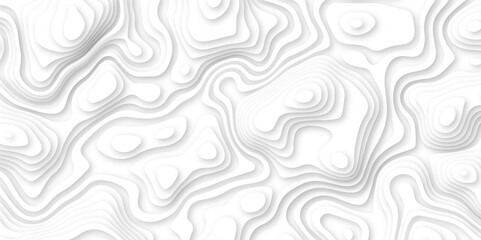 Abstract wavy line 3d paper cut white background. white and gray luxury grid topography map and satin smooth wallpaper matt paper light texture. White waves decorative papercut design.