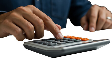 Close Up Photo of Hand Calculating Finance on Calculator in Transparent
