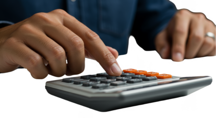 Close Up Photo of Hand Calculating Finance on Calculator in Transparent