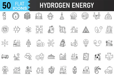 hydrogen energy line icons collection. editable stroke outline icons set isolated on white background flat vector illustration