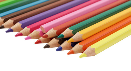 Close Up Photo of Multicolored Wooden Pencils in Row with Transparent Background