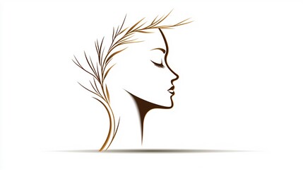 Elegant woman profile with ornate headpiece