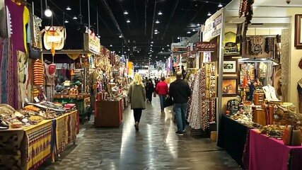 Craft fair interior with numerous stalls