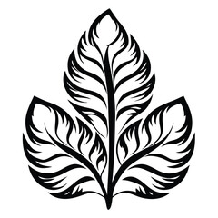 Obraz premium Stylized Silhouette Foliage Design Bold Black Leaf Pattern on White Background Element