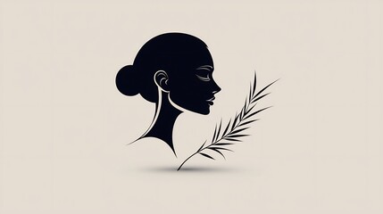 Elegant woman profile with plant detail