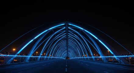 Obraz premium Blue Bridge Architecture at Night