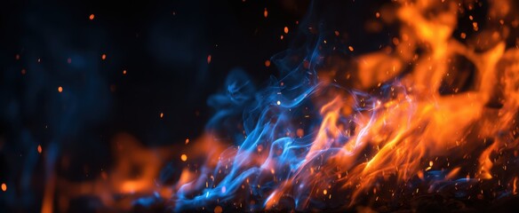 The Flames Dancing in a Colorful Display of Blue and Orange Light