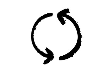 手書きの回転矢印 リロードアイコン　筆　黒　ベクター