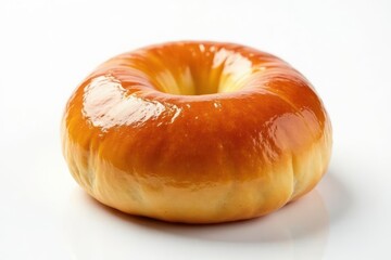 Perfectly round, glazed bun, shiny surface, white background , sweet, white background