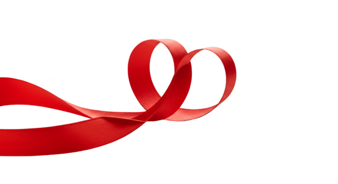 Isolated Red Ribbon Heart Shape on Transparent Background Illustration