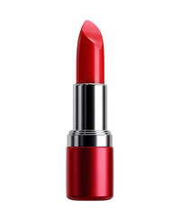 Classic red lipstick tube isolated transparent background elegant cosmetic product