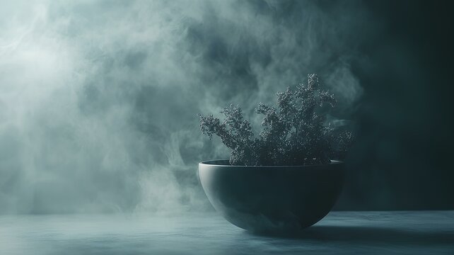Fog image with a container in the center view and with light highlights that make it aesthetic