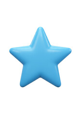 Obraz premium Glossy Blue Star 3d Rendering Isolated on Transparent Background