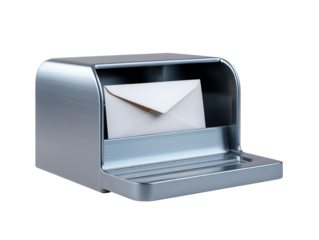 Modern Metal Mailbox with a White Envelope Inside for Correspondence Delivery