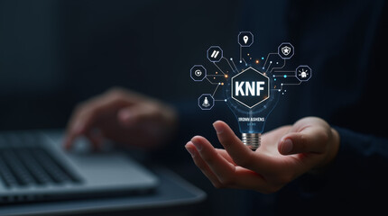 businessman working on laptop and with virtual screen