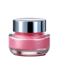 Sparkling Pink Glitter in Elegant Glass Jar with Silver Lid Beauty Product Shot