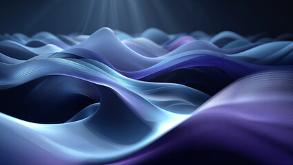 Fototapeta premium Abstract 3d wave pattern illustrating fluid movement with gradient blue and purple colors