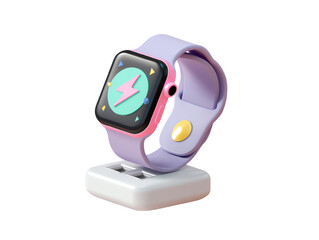 Smartwatch Charging on Wireless Dock Modern Technology Device with Battery Icon